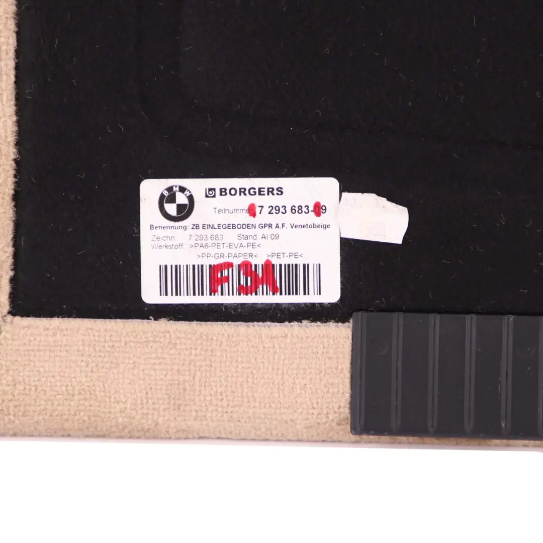 Boot Luggage Compartment Trunk Floor Carpet Panel Cover Beige to BMW 3 F31 Touring with Part number 7293691 BMW 3 F31 Touring Boot Luggage Compartment Trunk Floor Carpet Panel Cover Beige - SKU 7293691 - Part number 7293691