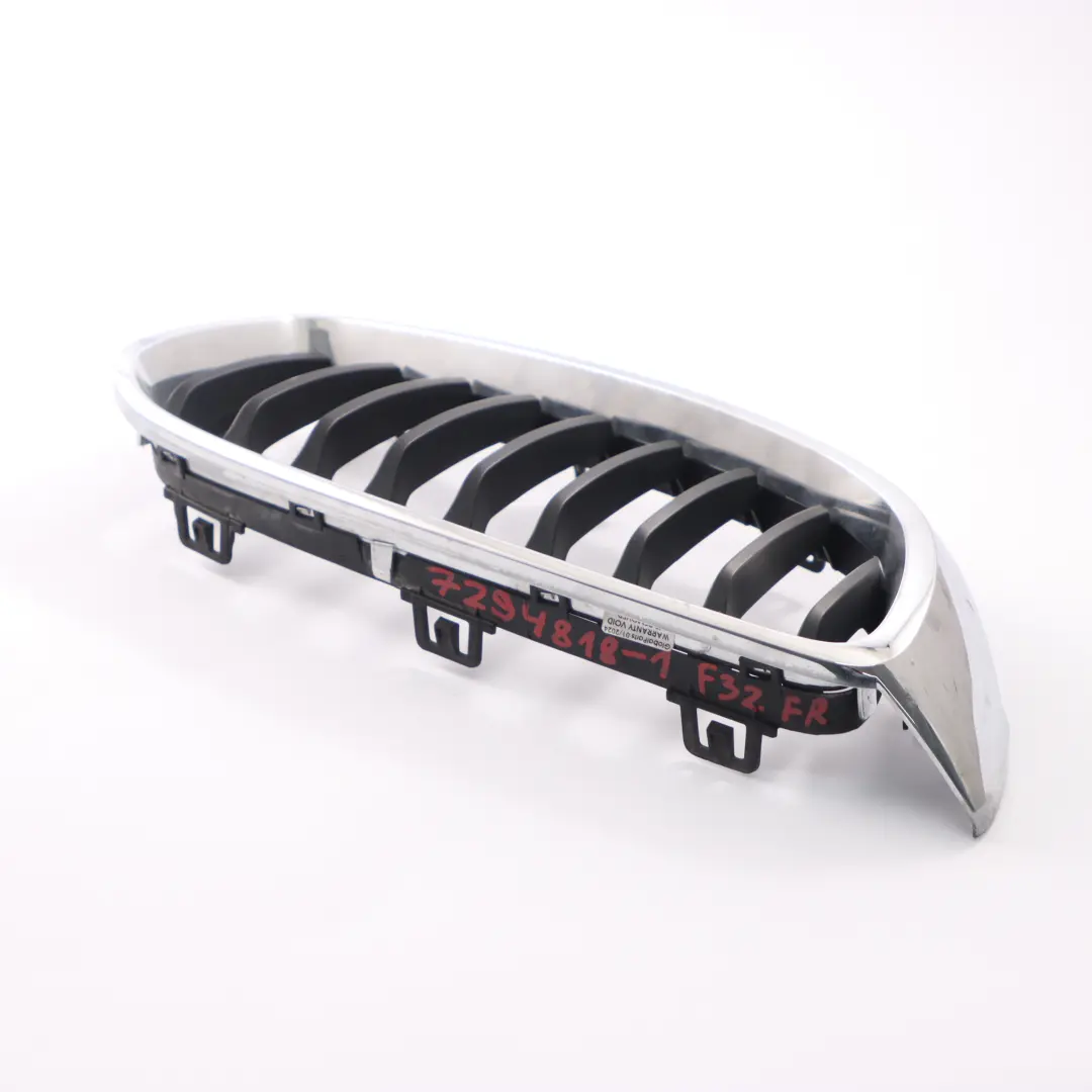parachoques delantero central rejilla derecha Trim Panel Chrome para BMW F32 con número de pieza 7294818 BMW F32 parachoques delantero central rejilla derecha Trim Panel Chrome - SKU 7294818-1 - Número de pieza 7294818