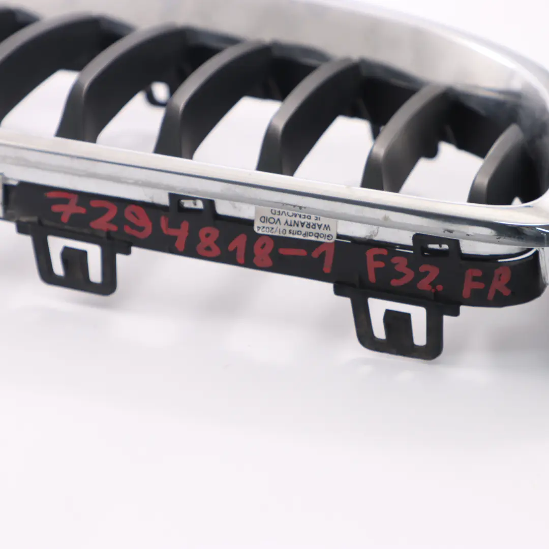 BMW F32 Pare chocs avant Grille centrale Panneau garniture droit chromé - SKU 7294818-1 - Numéro de pièce 7294818
