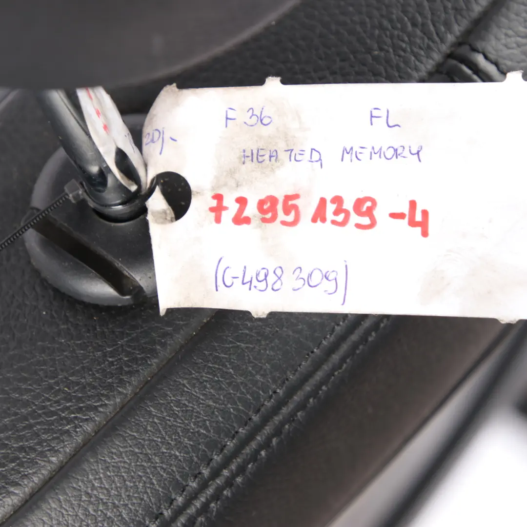 Front Seat BMW F30 F31 Left N/S Sport Heated Memory Leather Dakota Black LCSW to with Part number 7295139 Front Seat BMW F30 F31 Left N/S Sport Heated Memory Leather Dakota Black LCSW - SKU 7295139-4 - Part number 7295139