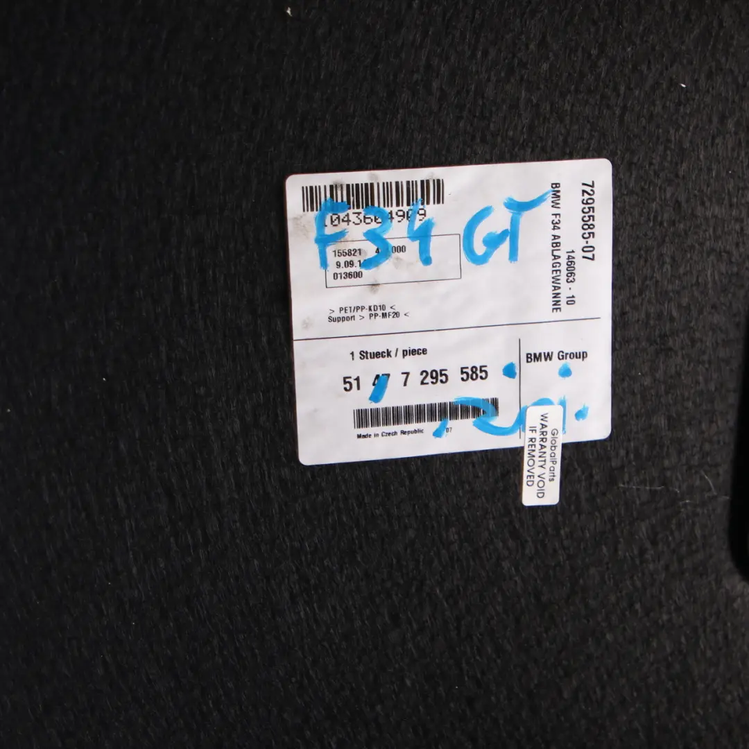 BMW F34 GT Podłoga Wypełnienie Bagażnik - SKU 7295585 - Numer Części 7295585