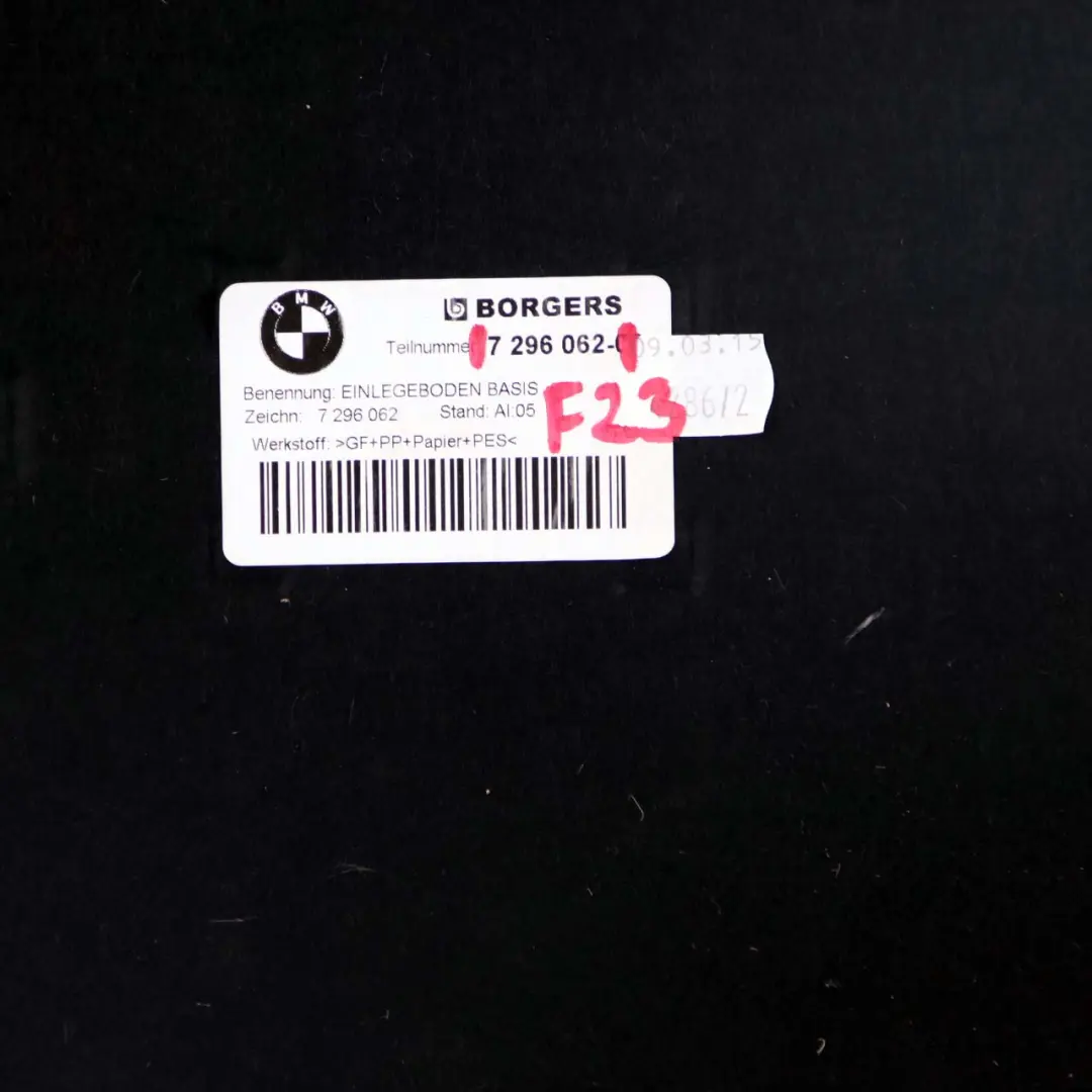 BMW F23 Cabrio Alfombrilla Para El Suelo Del Maletero 7296062 - SKU 7296063 - Número de pieza 7296063