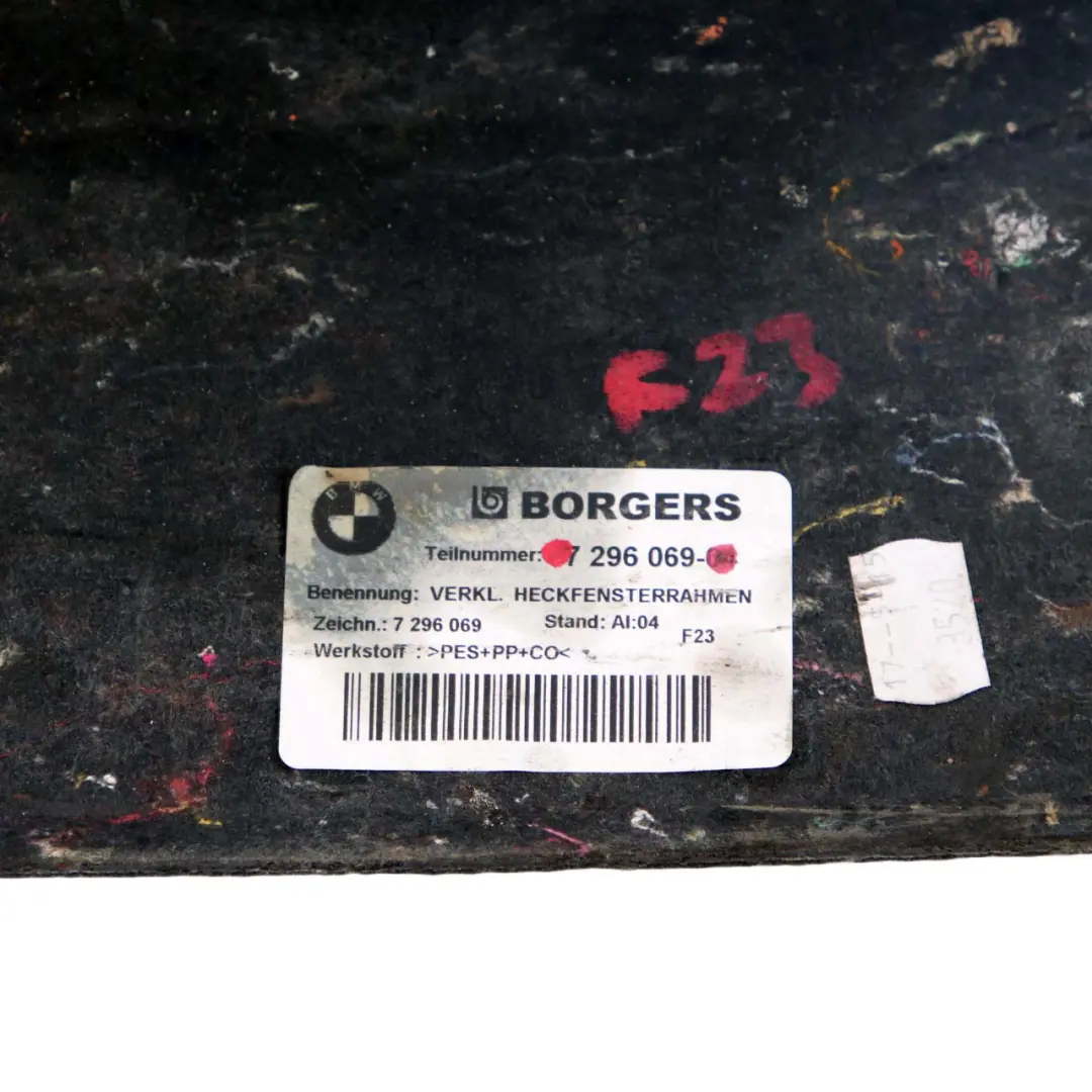 BMW 2 F23 Cabrio Boot Trunk Interior Trim Panel Window Frame Cover Black - SKU 7296069 - Part number 7296069