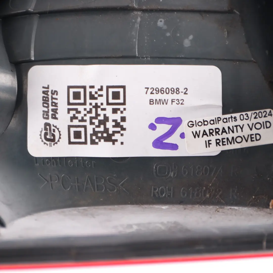 Luz Trasera Panel Lateral Derecho Lámpara para BMW F32 F33 F36 F82 M4 con número de pieza 7296098 BMW F32 F33 F36 F82 M4 Luz Trasera Panel Lateral Derecho Lámpara - SKU 7296098-2 - Número de pieza 7296098