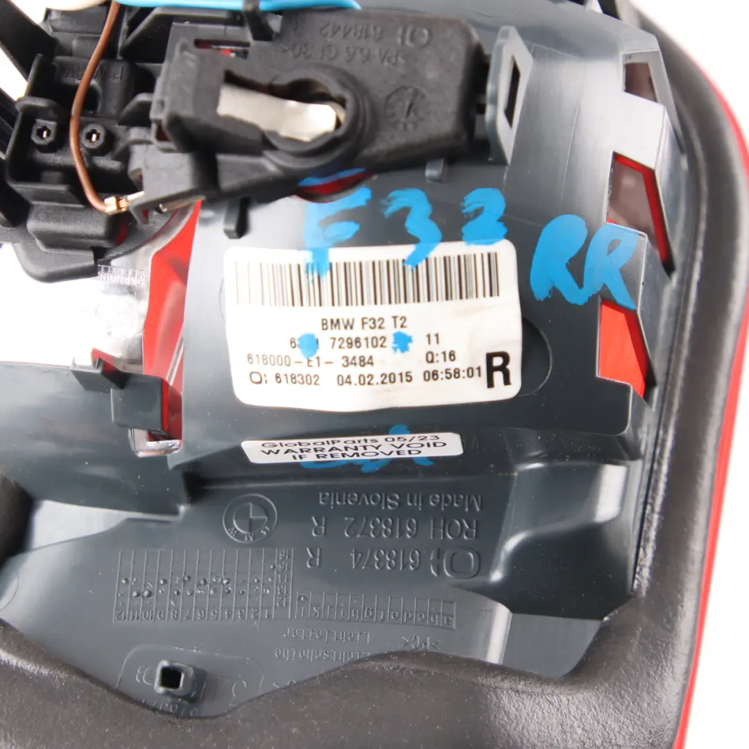  Trasera BMW F32 F33 F36 Luz Portón Trasero Maletero Derecha Lado - SKU 7296102 - Número de pieza 7296102