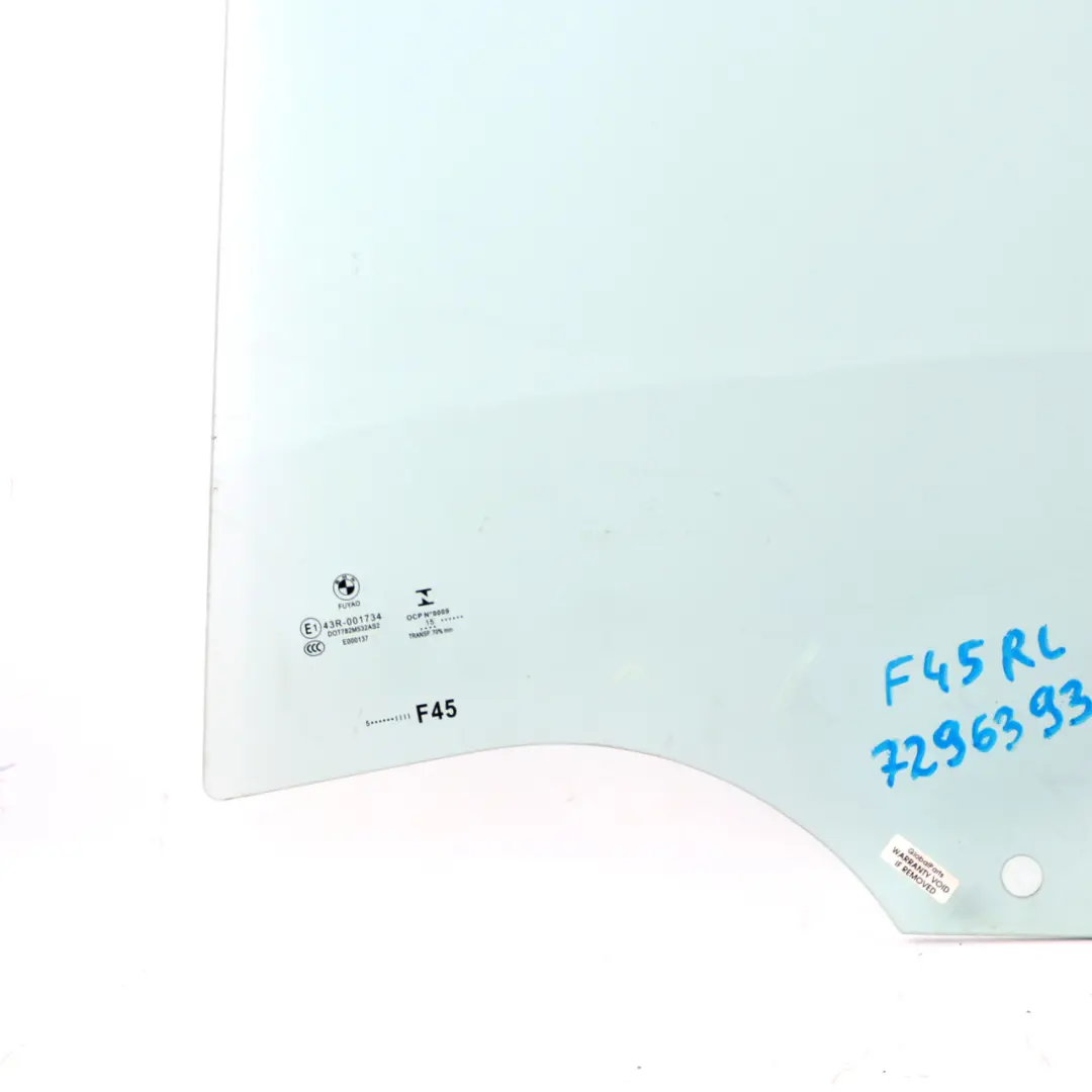 Left N/S Door Window Glass AS2 to BMW 2 Series F45 Active Tourer Rear with Part number 7296393 BMW 2 Series F45 Active Tourer Rear Left N/S Door Window Glass AS2 - SKU 7296393 - Part number 7296393