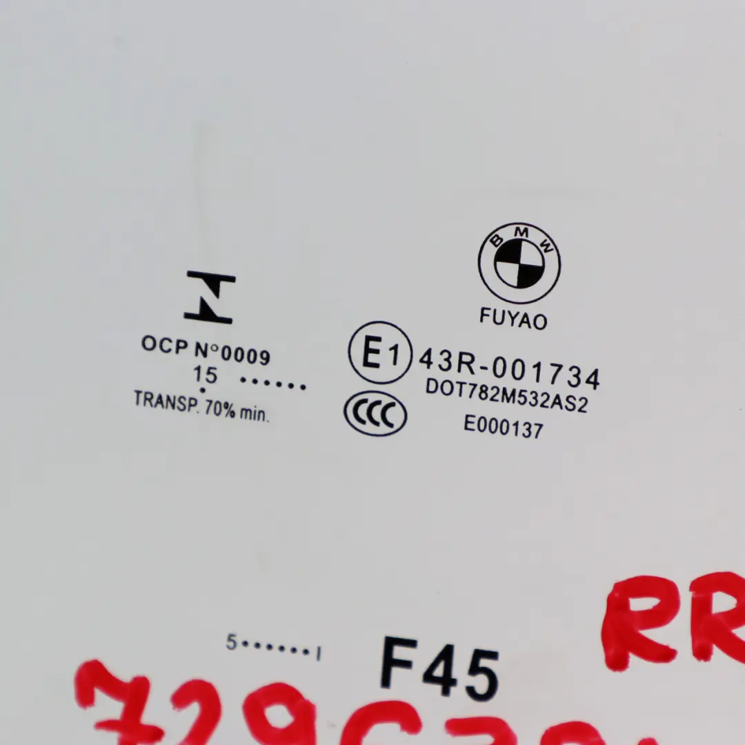 Right O/S Door Window Glass AS2 to BMW 2 Series F45 Active Tourer Rear with Part number 7296394 BMW 2 Series F45 Active Tourer Rear Right O/S Door Window Glass AS2 - SKU 7296394 - Part number 7296394