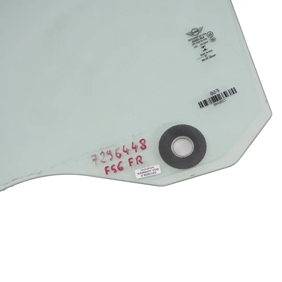 Delantero Derecho Ventana Puerta Vidrio AS2 para Mini Cooper One F56 con número de pieza 7296448 Mini Cooper One F56 Delantero Derecho Ventana Puerta Vidrio AS2 - SKU 7296448 - Número de pieza 7296448