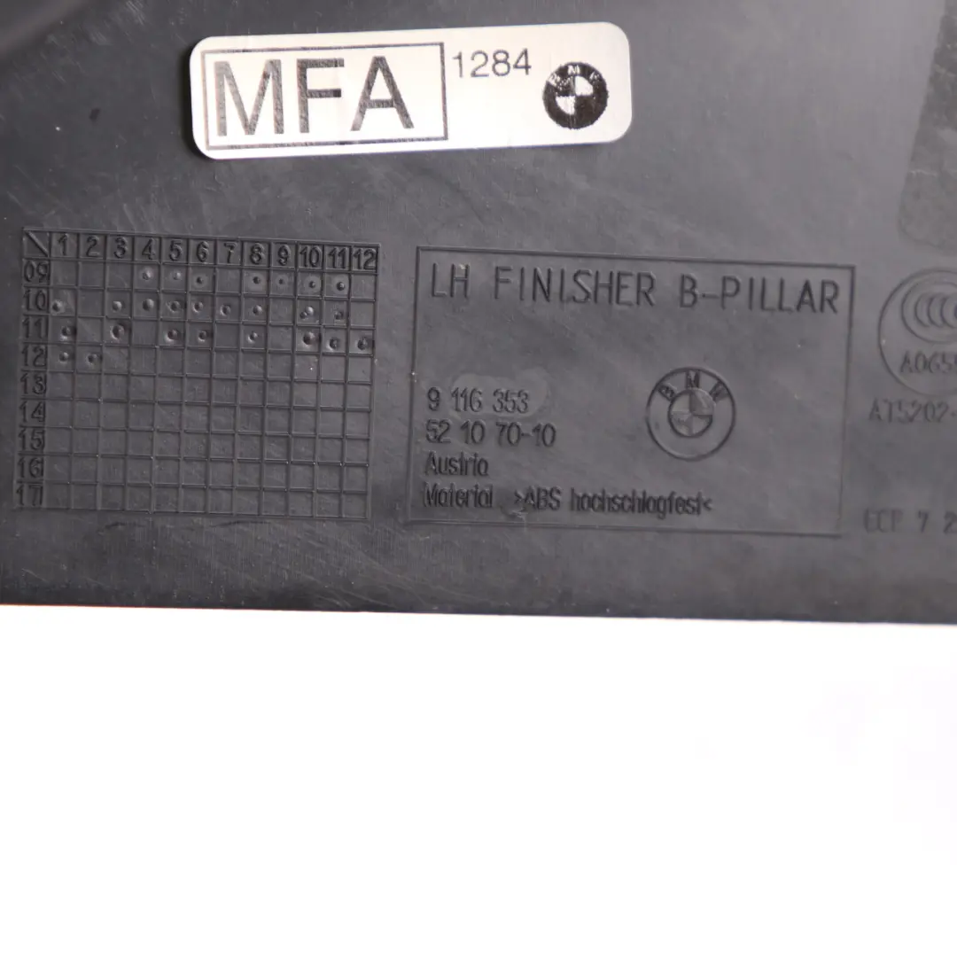 Pillar Cover BMW F10 F11 B-Column Trim Air Vent Bottom Left N/S Black 9116353 to with Part number 7297923 Pillar Cover BMW F10 F11 B-Column Trim Air Vent Bottom Left N/S Black 9116353 - SKU 7297923 - Part number 7297923