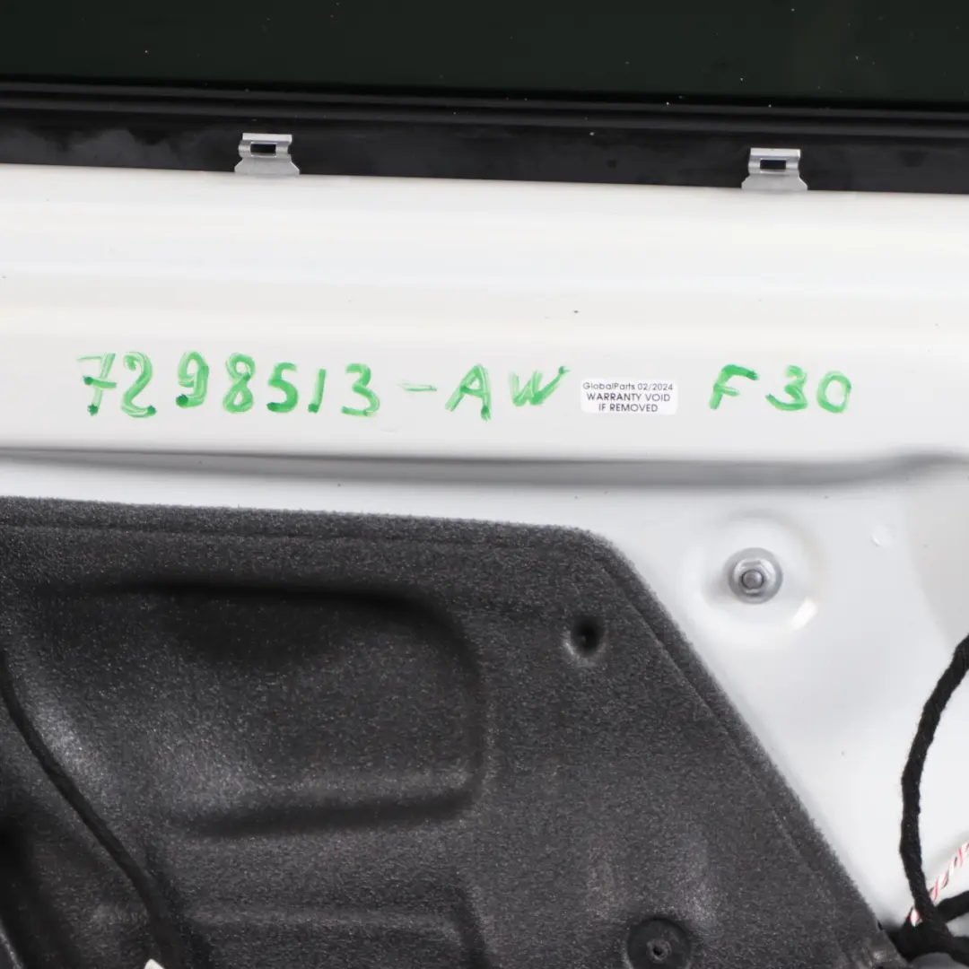 Left Door N/S Alpinweiss Alpine White 3 - 300 to BMW F30 Rear with Part number 7298513 BMW F30 Rear Left Door N/S Alpinweiss Alpine White 3 - 300 - SKU 7298513-AW - Part number 7298513