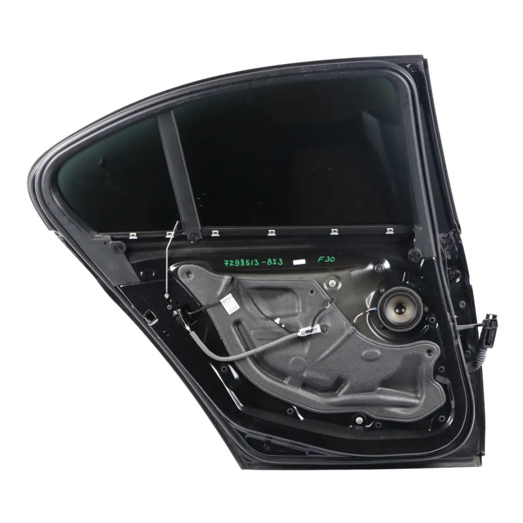 Left Door N/S Saloon Black Sapphire Metallic - 475 to BMW F30 Rear with Part number 7298513 BMW F30 Rear Left Door N/S Saloon Black Sapphire Metallic - 475 - SKU 7298513-BS3 - Part number 7298513