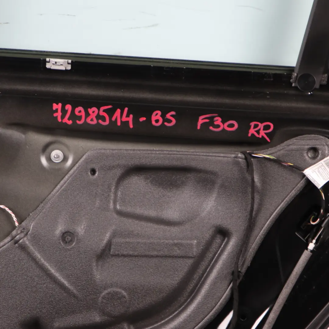 Right Door O/S Black Sapphire Metallic - 475 to BMW F30 Saloon Rear with Part number 7298514 BMW F30 Saloon Rear Right Door O/S Black Sapphire Metallic - 475 - SKU 7298514-BS1 - Part number 7298514