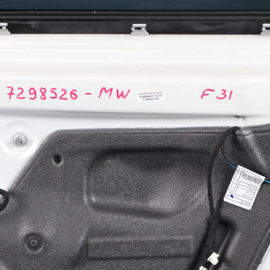 Door Rear Right O/S Touring Mineralweiss Mineral White - A96 to BMW F31 with Part number 7298526 BMW F31 Door Rear Right O/S Touring Mineralweiss Mineral White - A96 - SKU 7298526-MW - Part number 7298526