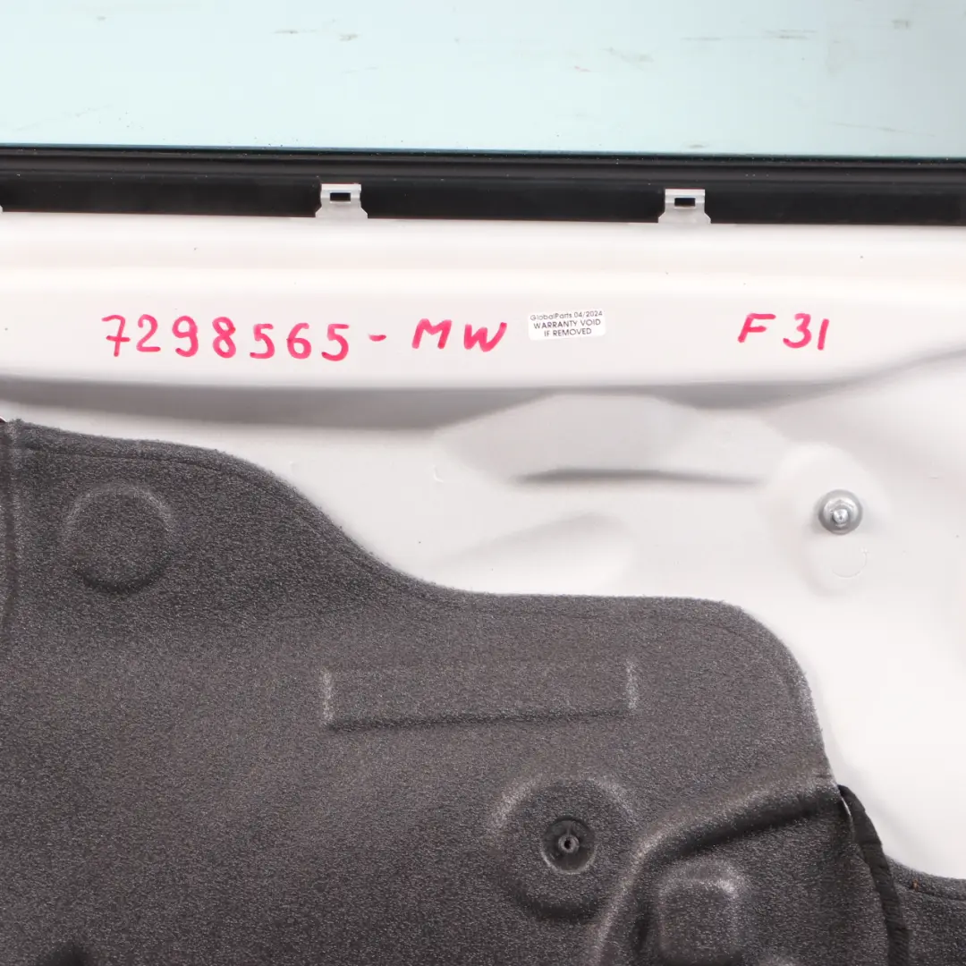 Front Left Door N/S Mineralweiss Mineral White - A96 to BMW F30 F31 with Part number 7298565 BMW F30 F31 Front Left Door N/S Mineralweiss Mineral White - A96 - SKU 7298565-MW - Part number 7298565
