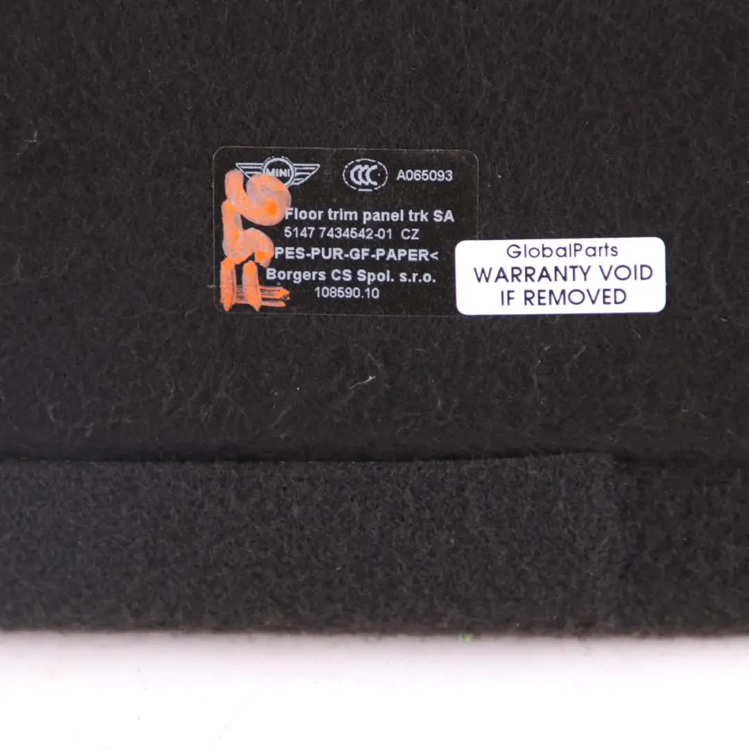 Mini F56 Trunk Floor Cooper Luggage Compartment Carpet Black Panel 7434542 - SKU 7298611-1 - Part number 7298611