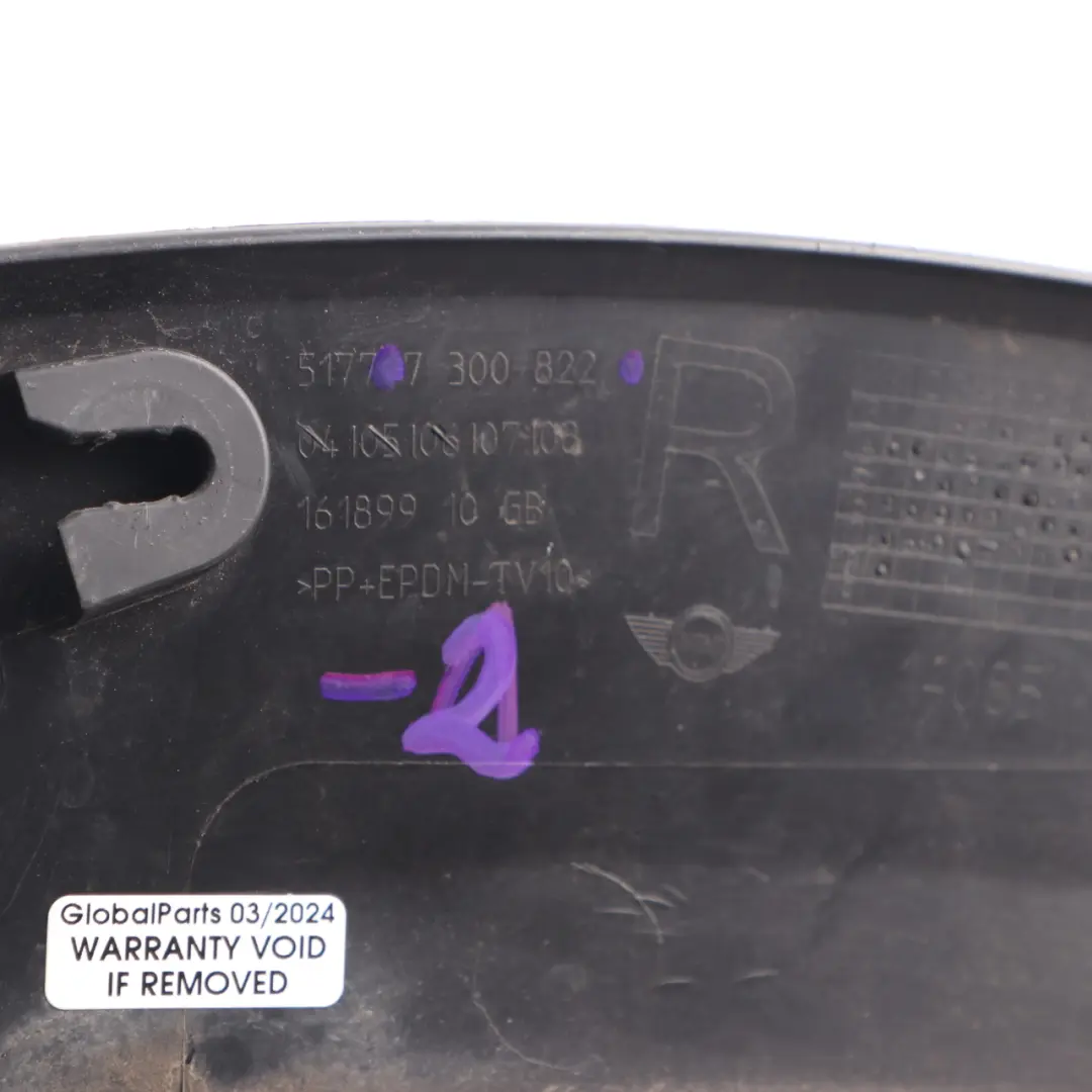 Arch Mini F56 F57 Extension Flar Cover Rear Right O/S to Wheel with Part number 7300822 Wheel Arch Mini F56 F57 Extension Flar Cover Rear Right O/S - SKU 7300822-2 - Part number 7300822