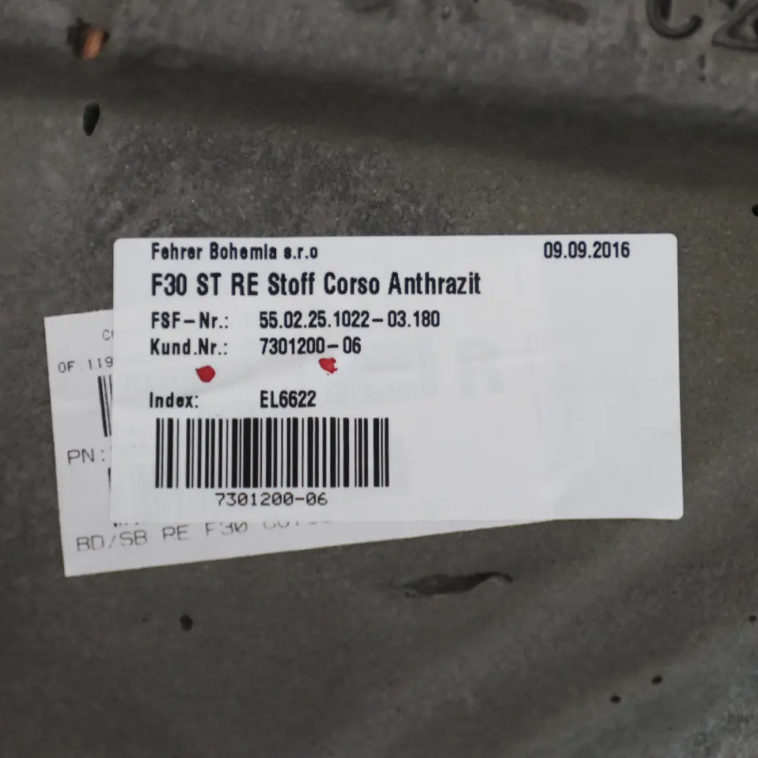 BMW F30 Boczek Kanapy Tylny Prawy Tył Prawy Materiał Czarny - SKU 7301200 - Numer Części 7301200