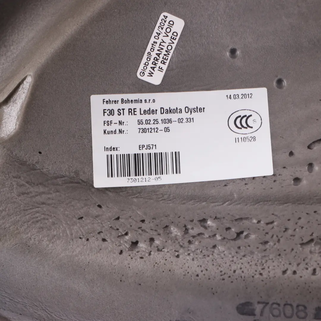 Panel BMW F30 Rear Seat Bench Lateral Panel Right O/S Leather Dakota Oyster to Seat with Part number 7301212 Seat Panel BMW F30 Rear Seat Bench Lateral Panel Right O/S Leather Dakota Oyster - SKU 7301212 - Part number 7301212