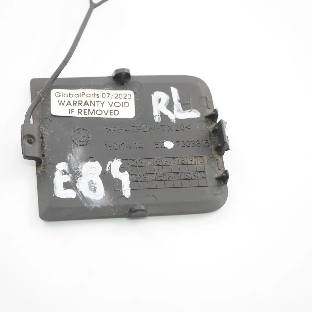 Parachoques Trasero Cubierta Remolque Ojo Gancho Izquierda para BMW X1 E84 con número de pieza 7303815 BMW X1 E84 Parachoques Trasero Cubierta Remolque Ojo Gancho Izquierda - SKU 7303815 - Número de pieza 7303815