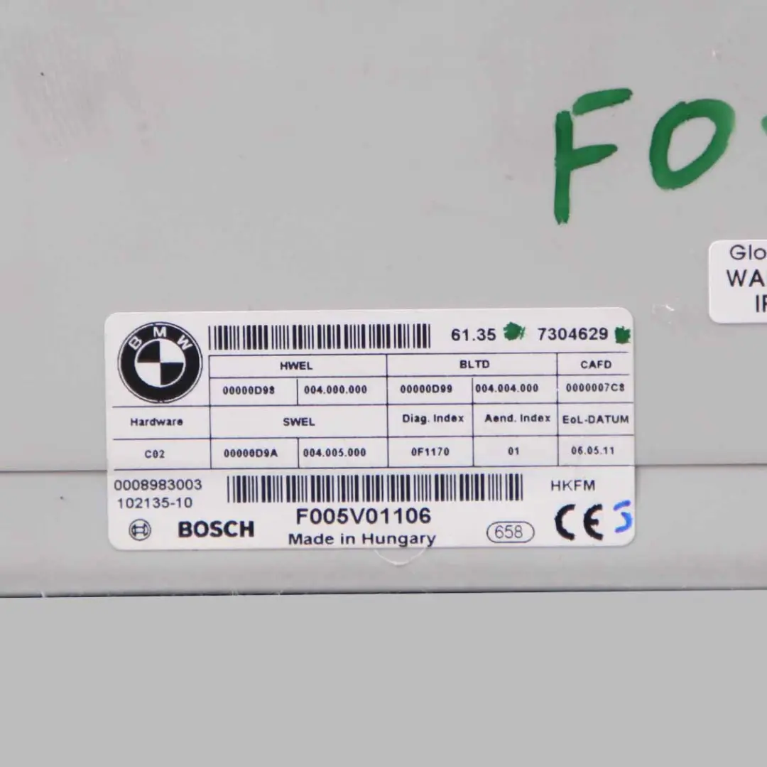 Module BMW F01 F10 Rear Boot Trunk Lid Control Unit ECU to Tailgate with Part number 7304629 Tailgate Module BMW F01 F10 Rear Boot Trunk Lid Control Unit ECU - SKU 7304629 - Part number 7304629