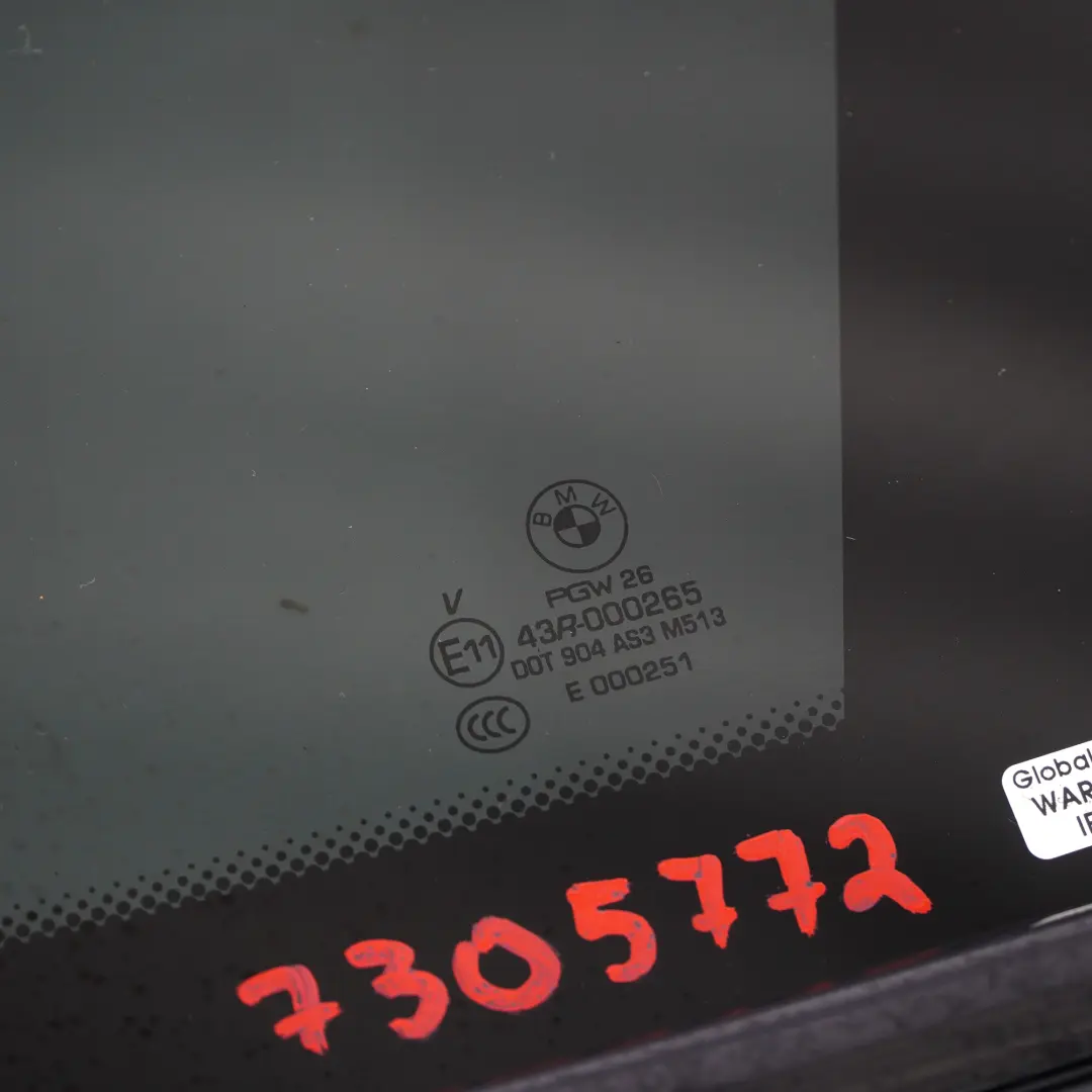 BMW X5 F15 Szyba Boczna Karoseryjna Tylna Prawa AS3 Czarna Listwa - SKU 7305772 - Numer Części 7305772