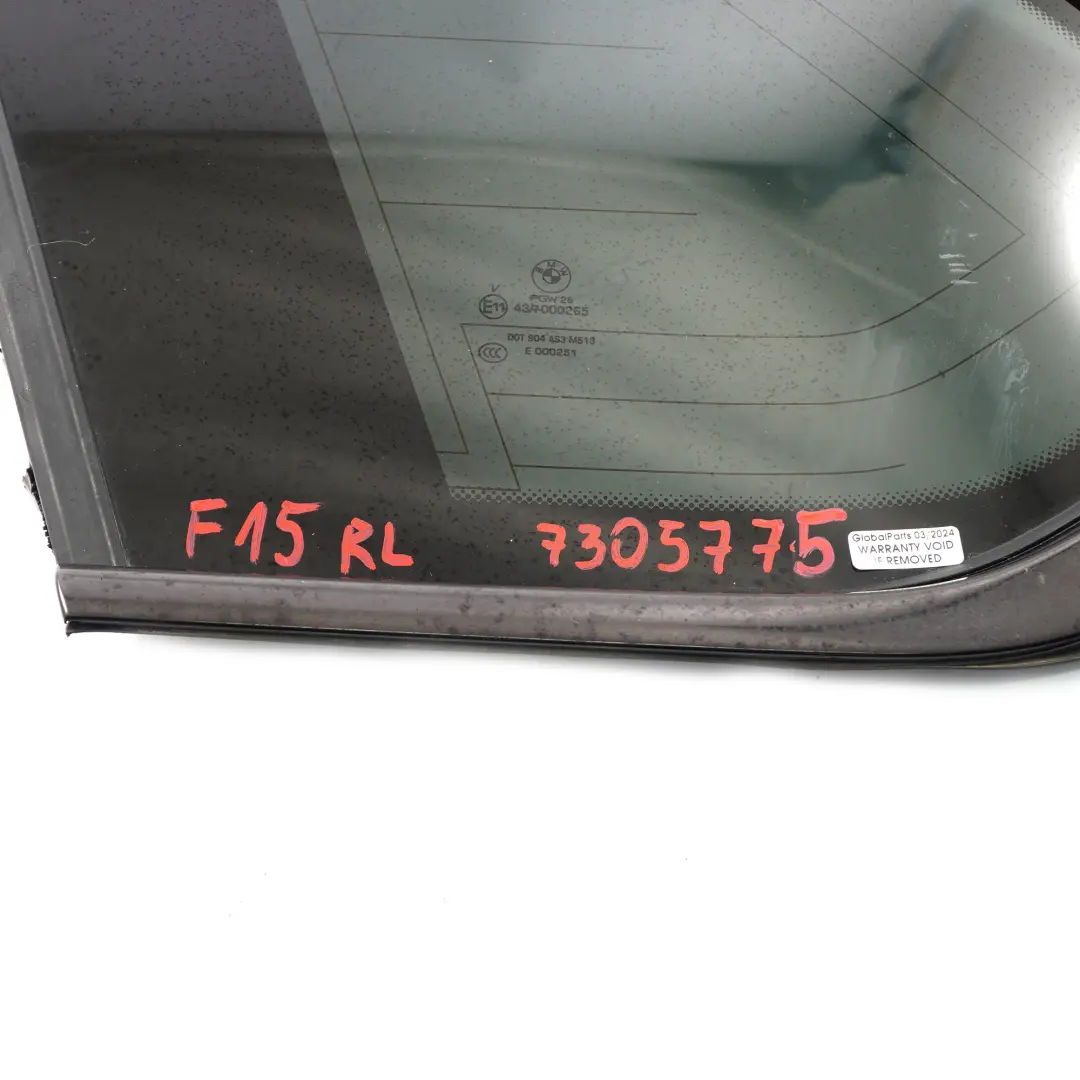 BMW X5 F15 Vitrage latéral fixe arrière gauche AS3 Schwarz - SKU 7305775 - Numéro de pièce 7305775