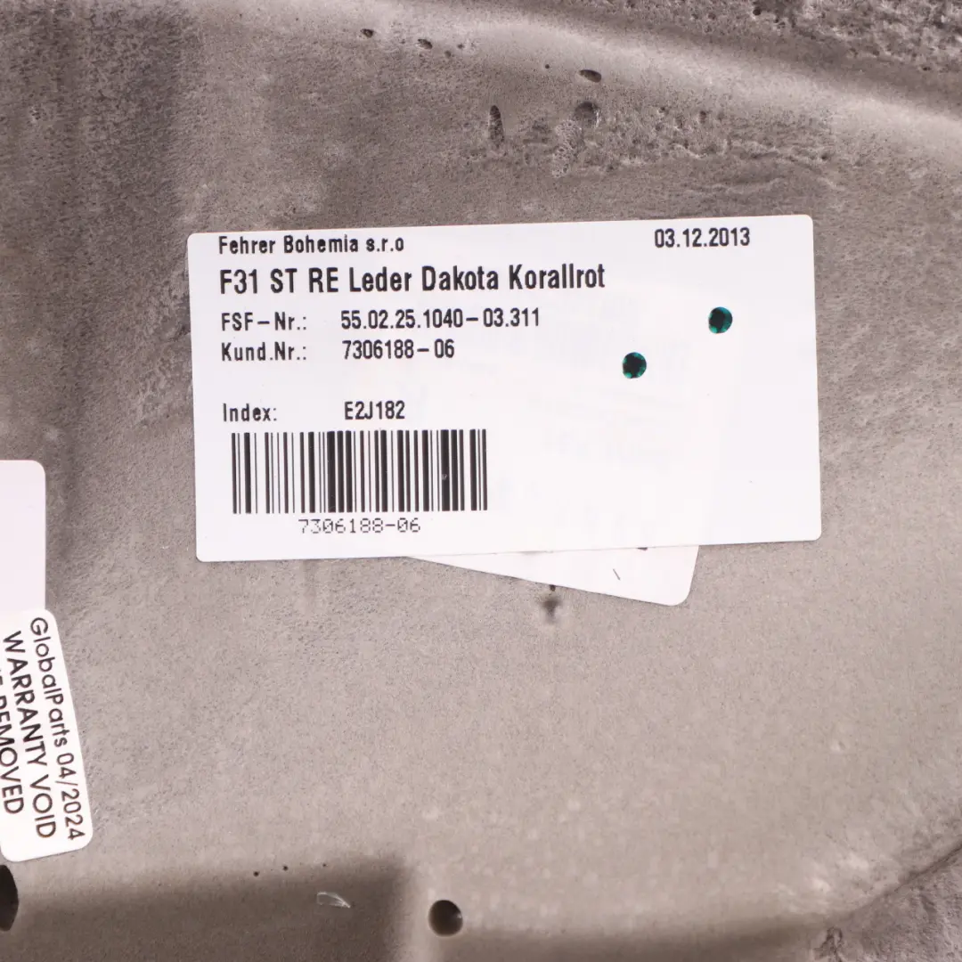 Lateral Trim Panel Right O/S Leather Dakota Korallrot to BMW F31 Touring Rear Seat with Part number 7306188 BMW F31 Touring Rear Seat Lateral Trim Panel Right O/S Leather Dakota Korallrot - SKU 7306188 - Part number 7306188