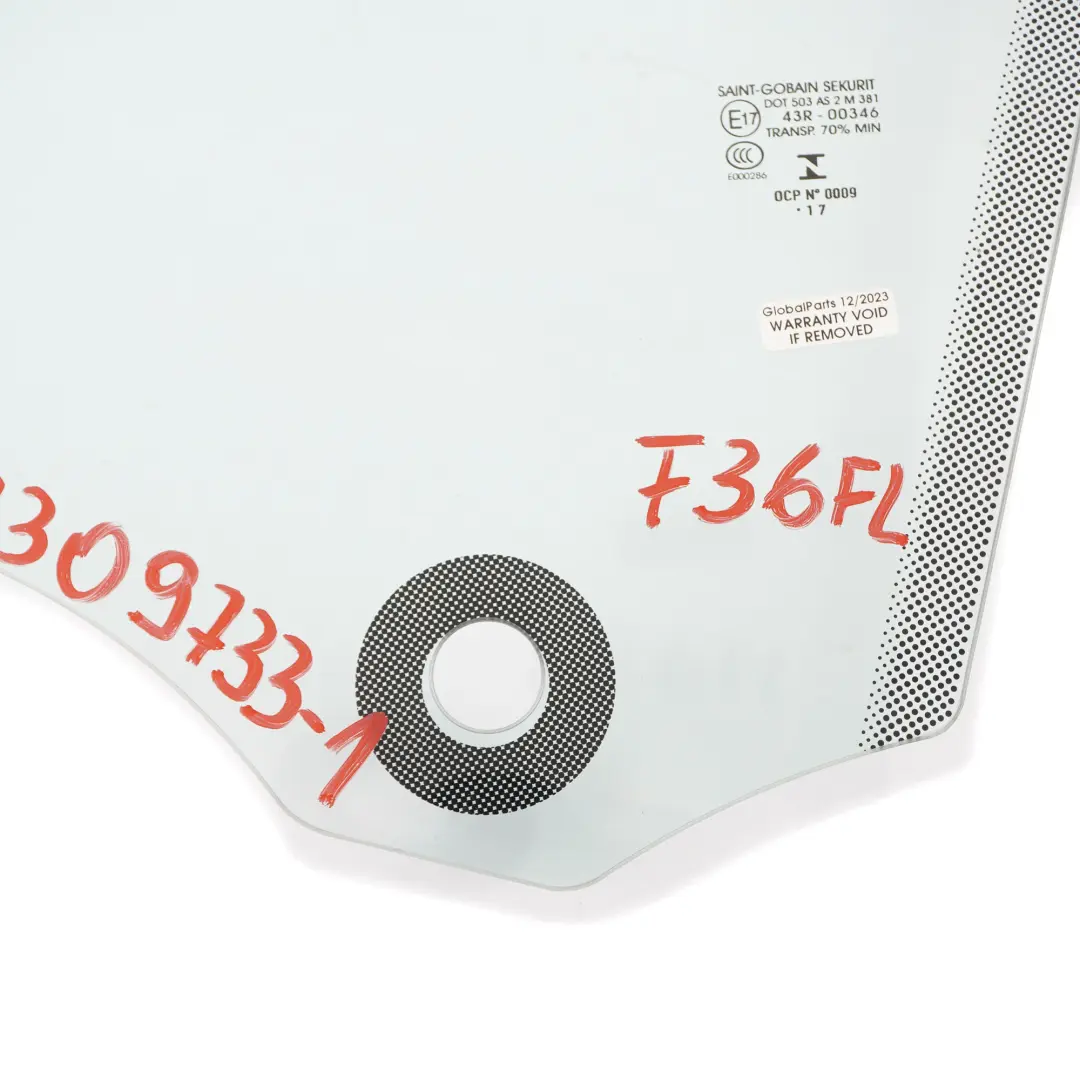 Fenêtre Latérale Porte Verte Avant Gauche Vitrage AS2 pour BMW F36 à propos du numéro de pièce 7309733 BMW F36 Fenêtre Latérale Porte Verte Avant Gauche Vitrage AS2 - SKU 7309733-1 - Numéro de pièce 7309733