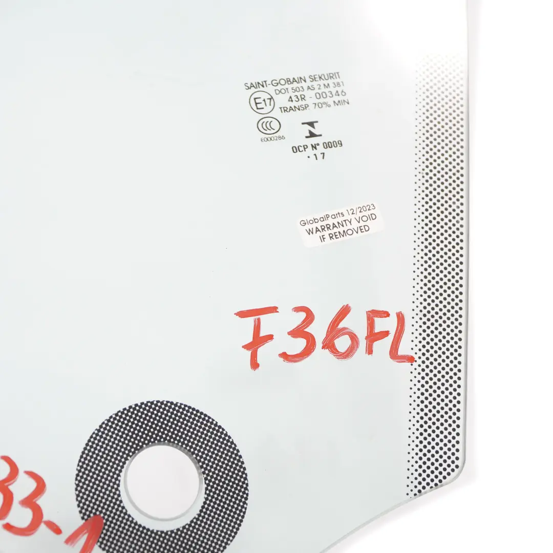 BMW F36 Fenêtre Latérale Porte Verte Avant Gauche Vitrage AS2 - SKU 7309733-1 - Numéro de pièce 7309733