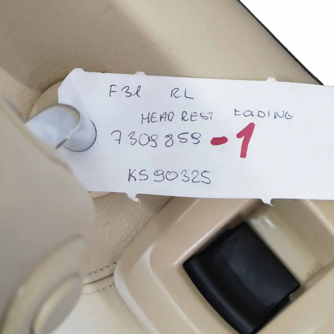 Respaldo Asiento Trasero Izquierdo Funda Cuero Veneto-Beige para BMW F31 Touring con número de pieza 7309859 BMW F31 Touring Respaldo Asiento Trasero Izquierdo Funda Cuero Veneto-Beige - SKU 7309859-1 - Número de pieza 7309859