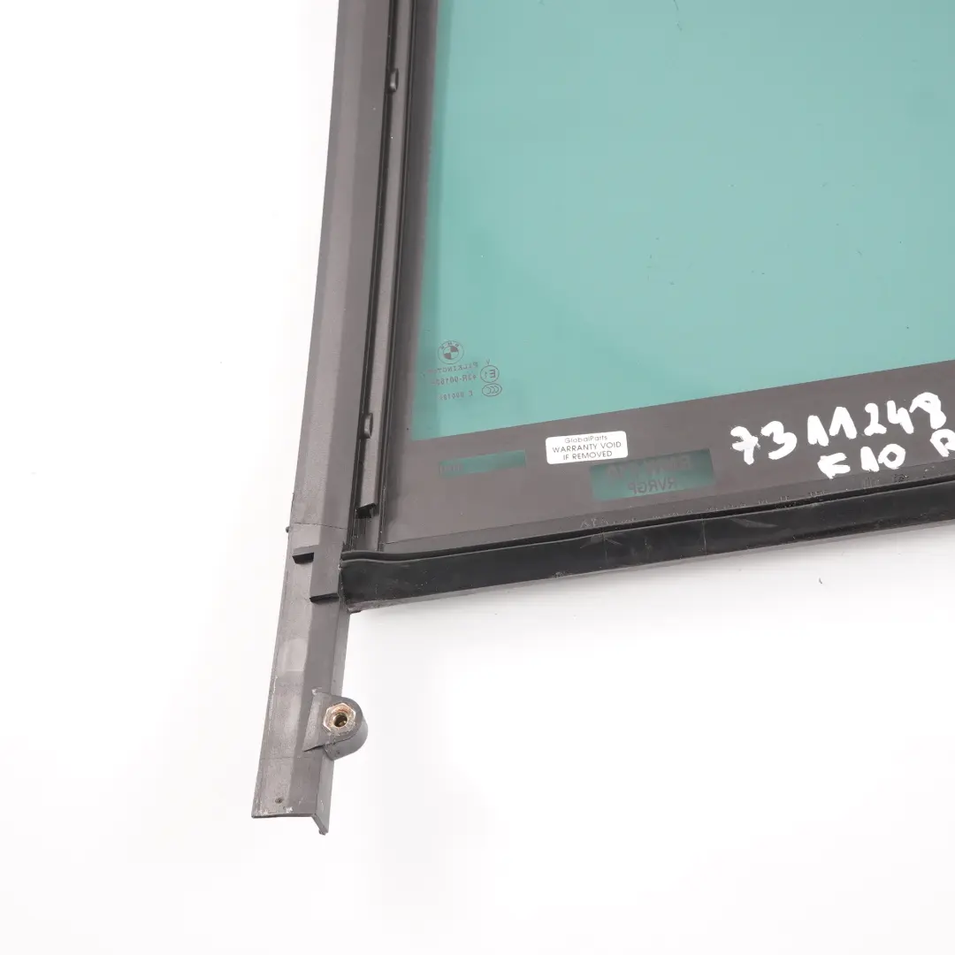 Side Window Glass Rear Door Right O/S Fixed Tinted Black AS3 to BMW F10 with Part number 7311248 BMW F10 Side Window Glass Rear Door Right O/S Fixed Tinted Black AS3 - SKU 7311248 - Part number 7311248