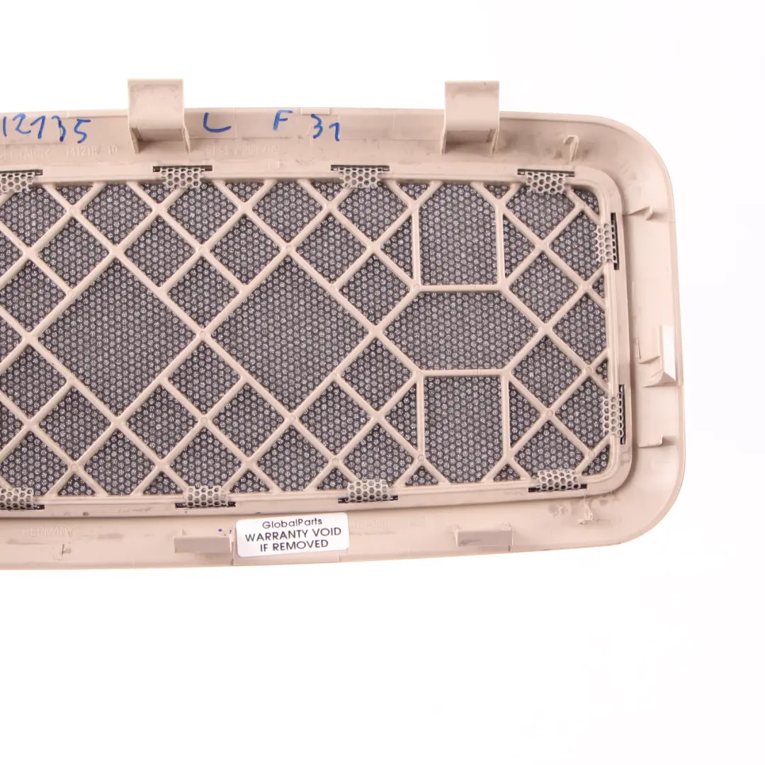 Loudspeaker Cover Rear Left N/S Trim Panel Oyster Roof Headlining to BMW F31 with Part number 7312135 BMW F31 Loudspeaker Cover Rear Left N/S Trim Panel Oyster Roof Headlining - SKU 7312135 - Part number 7312135