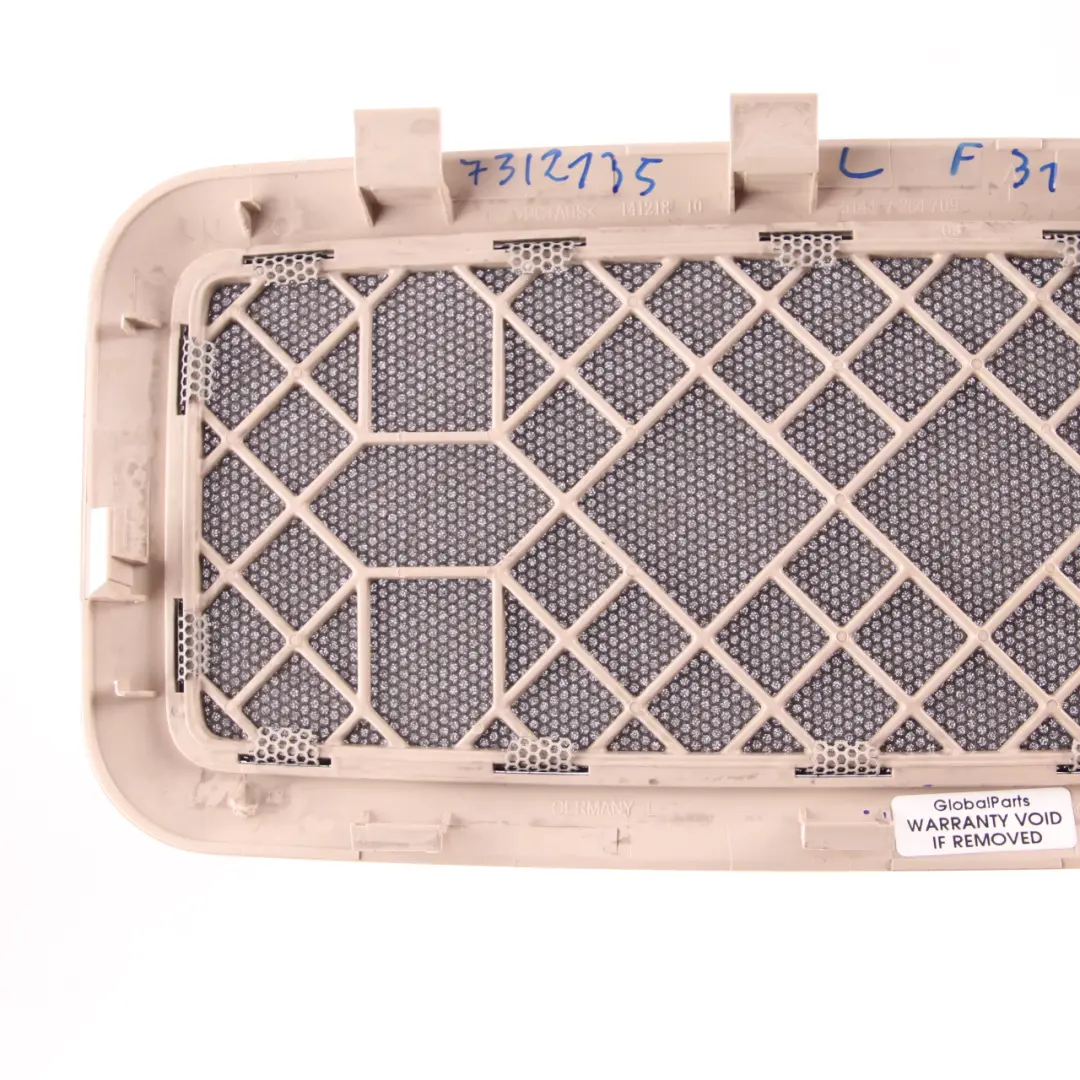 Loudspeaker Cover Rear Left N/S Trim Panel Oyster Roof Headlining to BMW F31 with Part number 7312135 BMW F31 Loudspeaker Cover Rear Left N/S Trim Panel Oyster Roof Headlining - SKU 7312135 - Part number 7312135