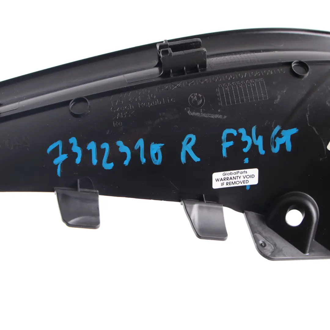 BMW F34 GT Striscia d'ingresso Coperchio interno posteriore destro Nero 7277010 - SKU 7312310 - Numero di parte 7312310