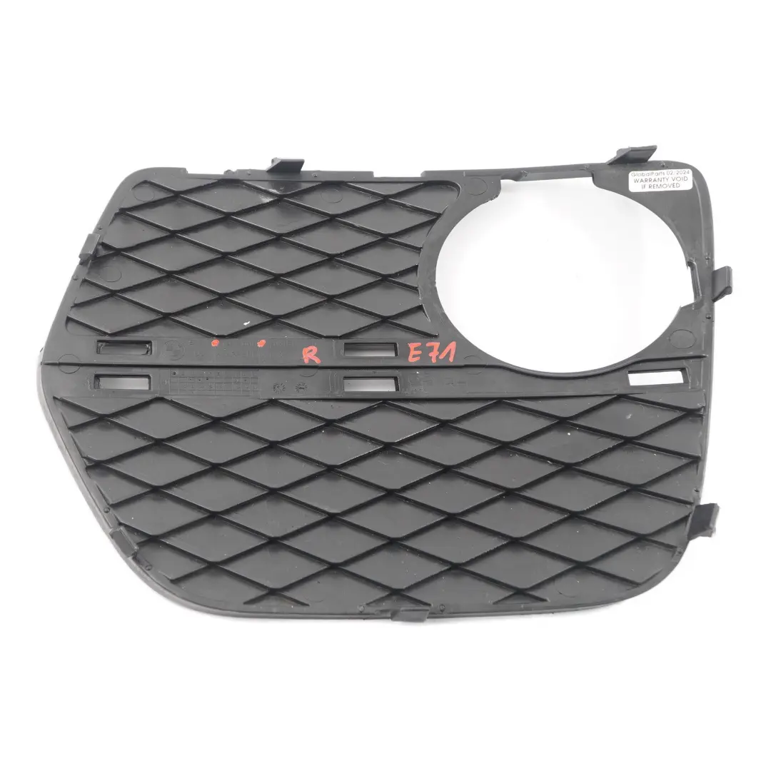 BMW X6 E71 Front Bumper Grille Grid Cover Fog Light Lamp Right O/S - SKU 7312606 - Part number 7312606