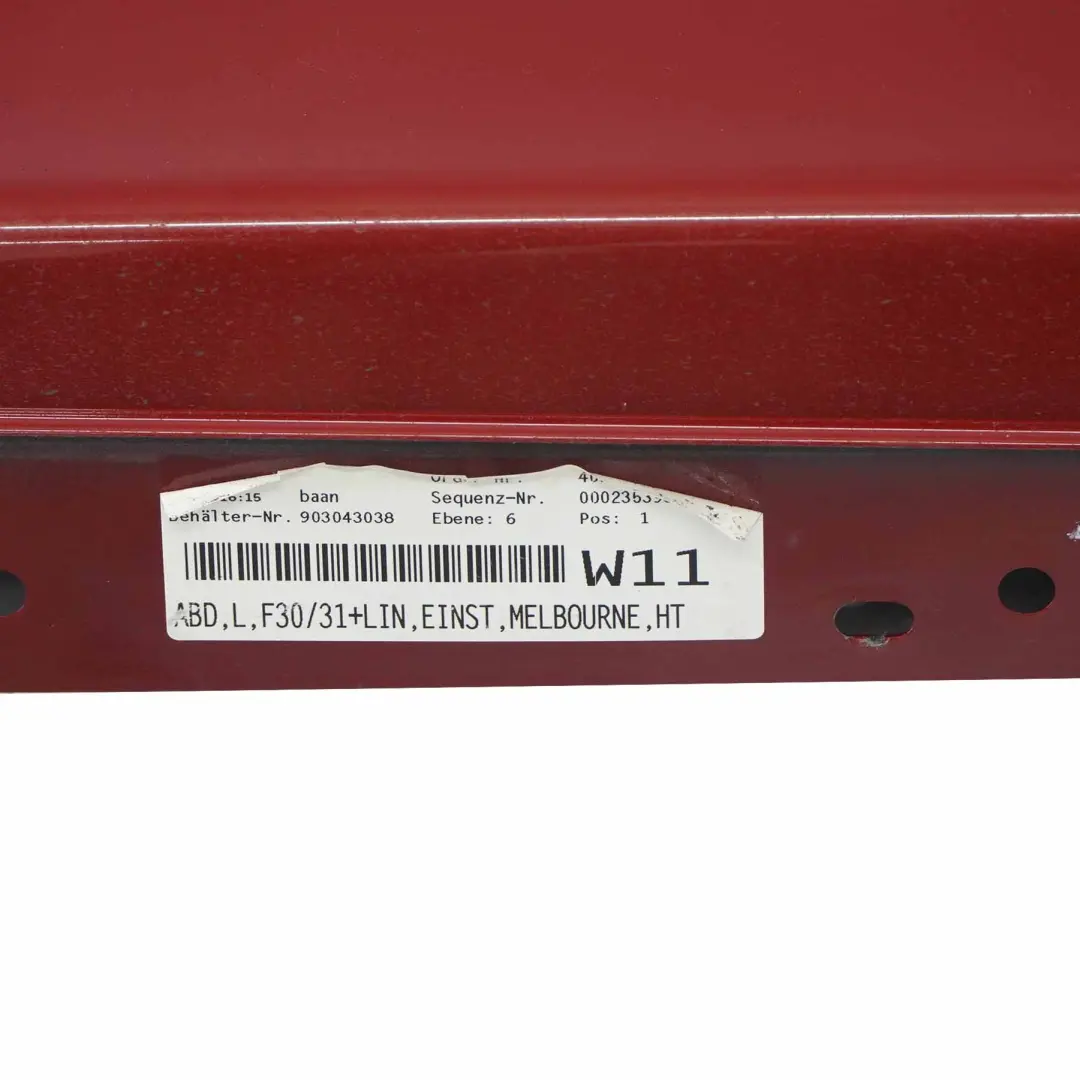 Bas de Porte Seuil Couvercle Gauche Melbourne Rouge - A75 pour BMW F30 à propos du numéro de pièce 7312751 BMW F30 Bas de Porte Seuil Couvercle Gauche Melbourne Rouge - A75 - SKU 7312751-MRT4 - Numéro de pièce 7312751