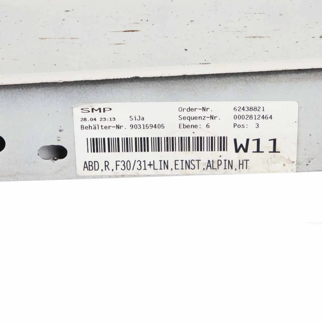 Side Skirt Sill Strip Right O/S Alpinweiss Alpine White 3 - 300 to BMW F30 F31 with Part number 7312752 BMW F30 F31 Side Skirt Sill Strip Right O/S Alpinweiss Alpine White 3 - 300 - SKU 7312752-AW - Part number 7312752