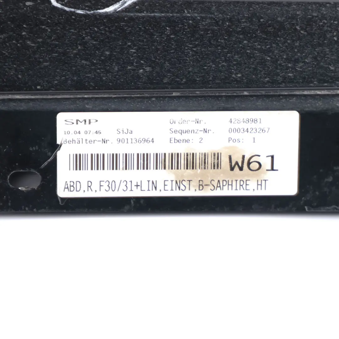 Side Skirt Sill Strip Right O/S Black Sapphire Metallic - 475 to BMW F30 F31 with Part number 7312752 BMW F30 F31 Side Skirt Sill Strip Right O/S Black Sapphire Metallic - 475 - SKU 7312752-BS2 - Part number 7312752