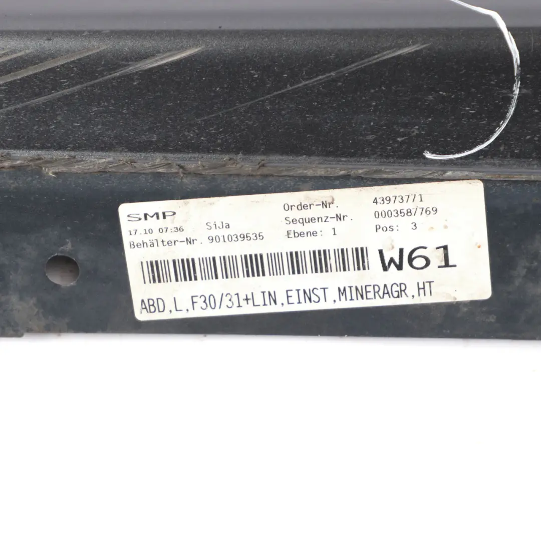 BMW F30 F31 Side Skirt Sill Strip Right O/S Mineralgrau Grey Metallic - B39 - SKU 7312752-MG2 - Part number 7312752