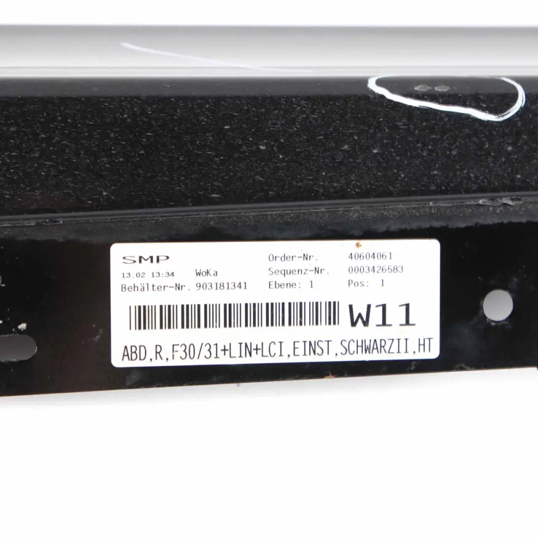 Side Skirt Sill Strip Covering Right O/S Schwarz 2 Black - 668 to BMW F30 F31 with Part number 7312752 BMW F30 F31 Side Skirt Sill Strip Covering Right O/S Schwarz 2 Black - 668 - SKU 7312752-SCH - Part number 7312752