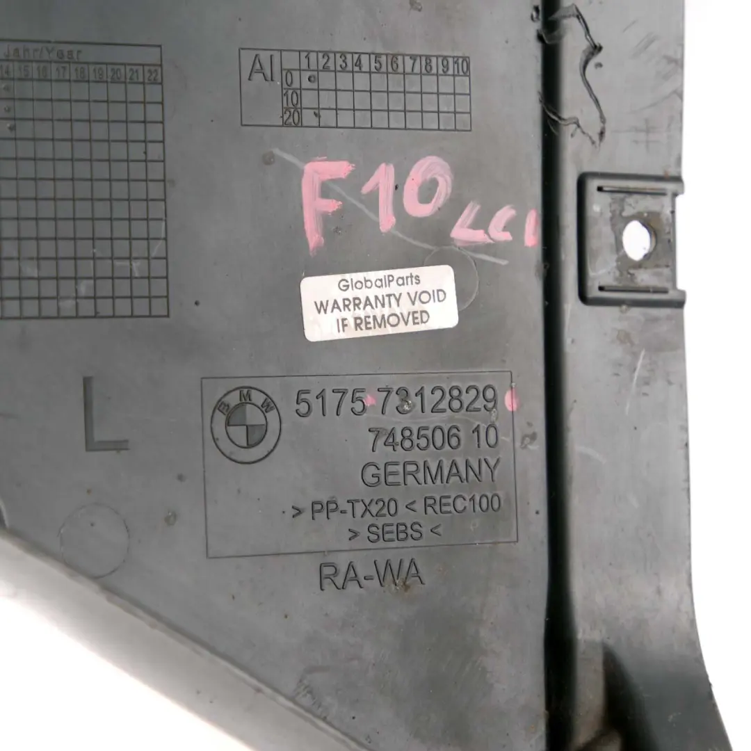 BMW 5 Series F10 F11 LCI Cover Bottom Wheel Arch Left N/S Trim - SKU 7312829 - Part number 7312829