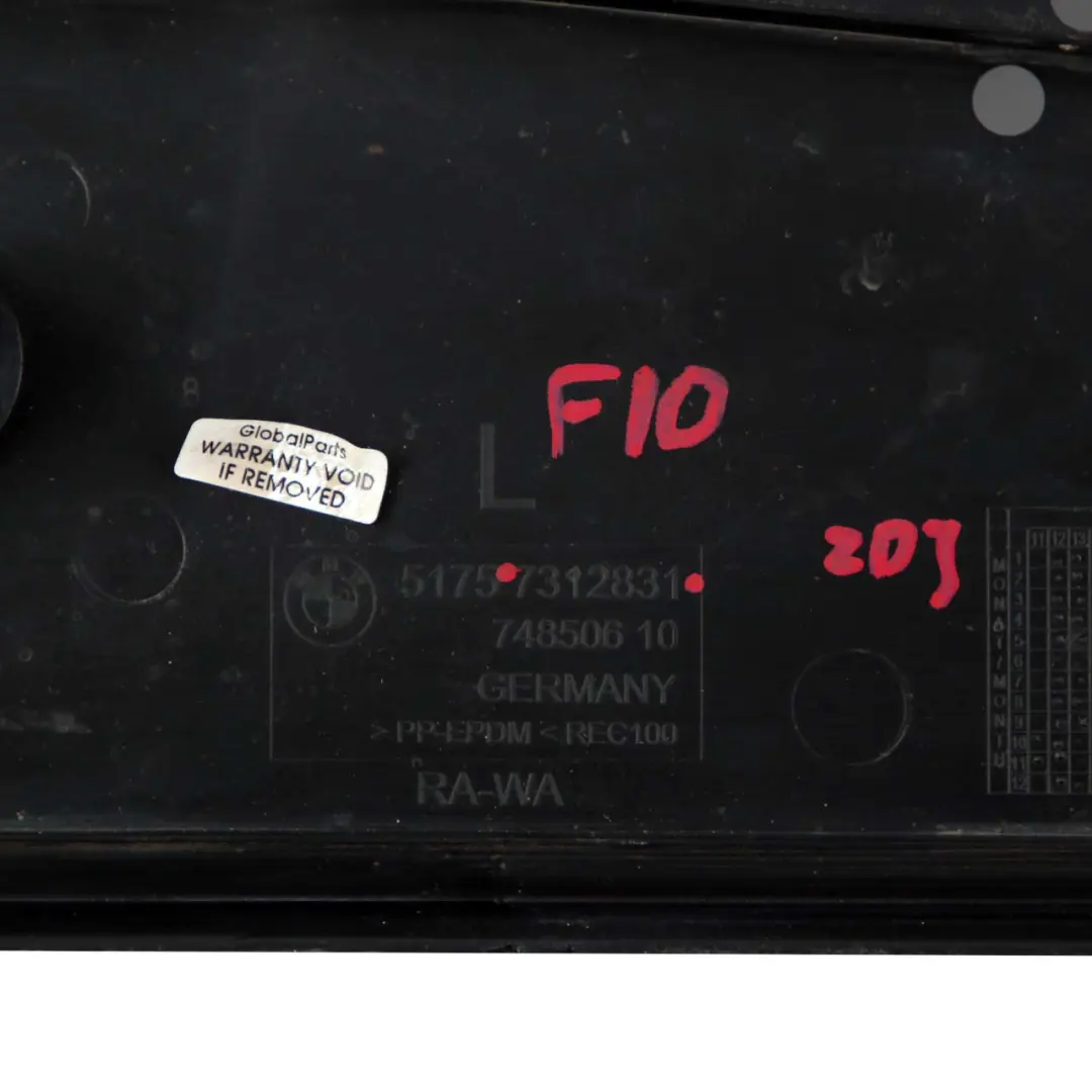 BMW F10 F11 Cache réservoir sous plancher gauche - SKU 7312831 - Numéro de pièce 7312831
