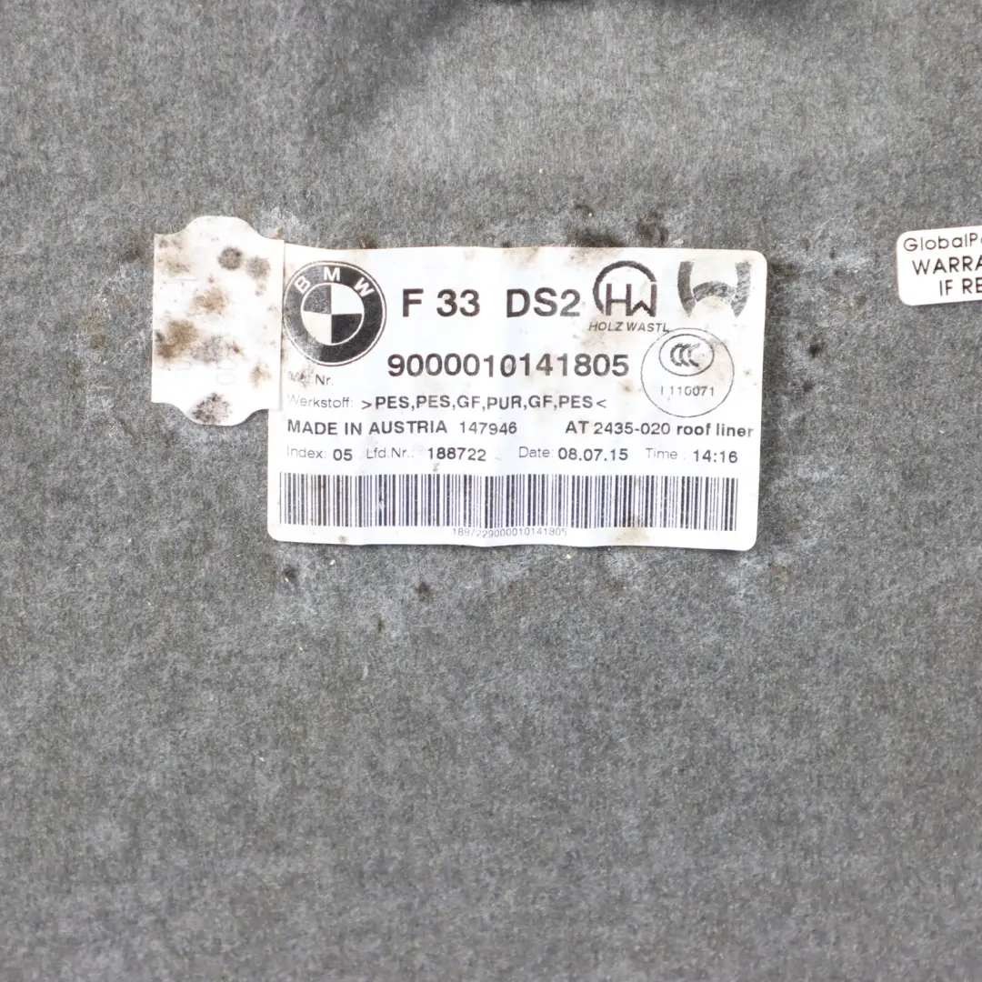 Składany Dach Hardtop Środkowa Podsufitka Pokrywa Podsufitki do BMW F33 F83 M4 o numerze 7313151 BMW F33 F83 M4 Składany Dach Hardtop Środkowa Podsufitka Pokrywa Podsufitki - SKU 7313151 - Numer Części 7313151