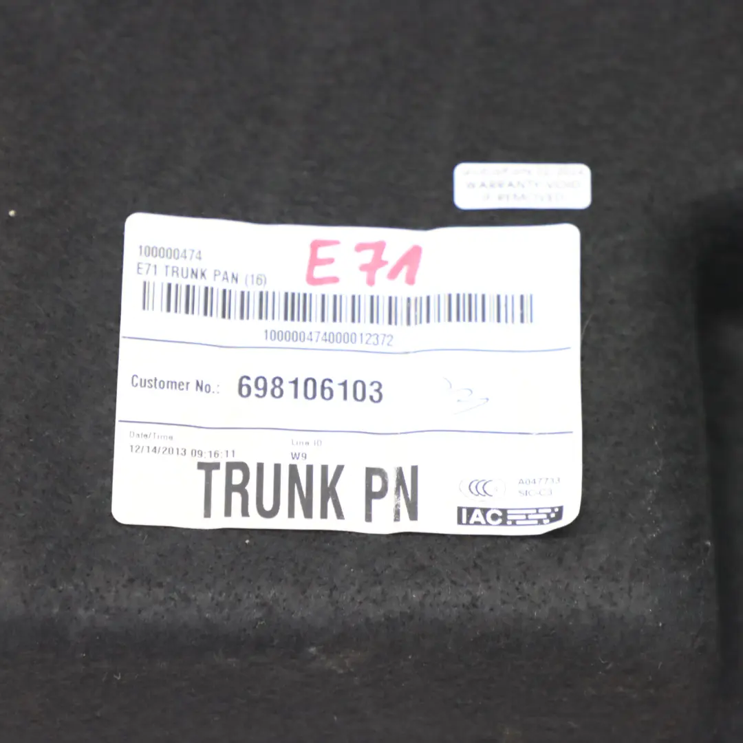 BMW X6 E71 Boot Trunk Floor Luggage Compartment Floor Pan Cover 6981061 - SKU 7314733 - Part number 7314733
