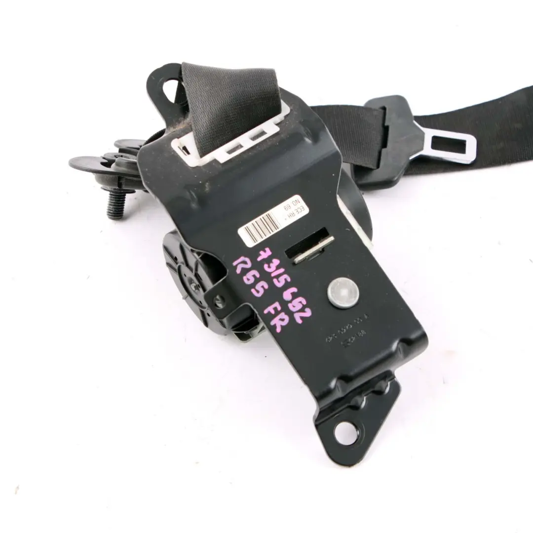  Seatbelt Front Mini R55 LCI Upper Seat Belt Safety Right O/S Black - SKU 7315652 - Part number 7315652