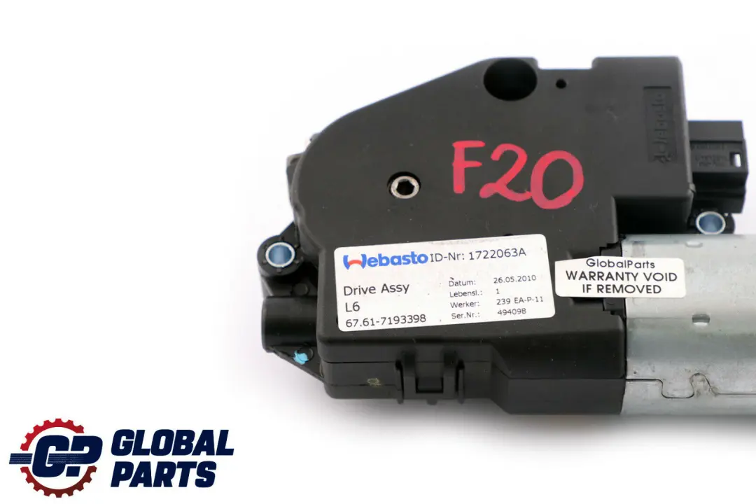 Sliding Sunroof Drive Motor Unit Webasto 7193398 to BMW F20 F21 F30 F31 F10 F11 with Part number 7316535 BMW F20 F21 F30 F31 F10 F11 Sliding Sunroof Drive Motor Unit Webasto 7193398 - SKU 7316535-2 - Part number 7316535