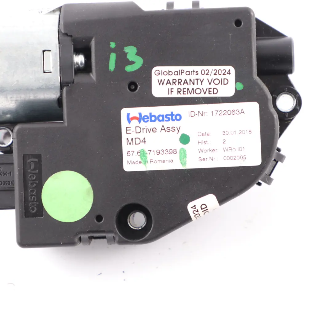 Sliding Sunroof Drive Motor Unit Webasto 7193398 to BMW F20 F21 F30 F31 F10 F11 with Part number 7316535 BMW F20 F21 F30 F31 F10 F11 Sliding Sunroof Drive Motor Unit Webasto 7193398 - SKU 7316535-2 - Part number 7316535