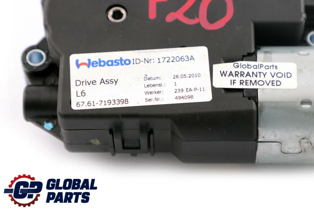 Schiebedach Antriebsmotoreinheit Webasto 7193398 für BMW 1 2 3 er F20 F22 F30 mit Teilenummer 7316535 BMW 1 2 3 er F20 F22 F30 Schiebedach Antriebsmotoreinheit Webasto 7193398 - SKU 7316535 - Teilenummer 7316535