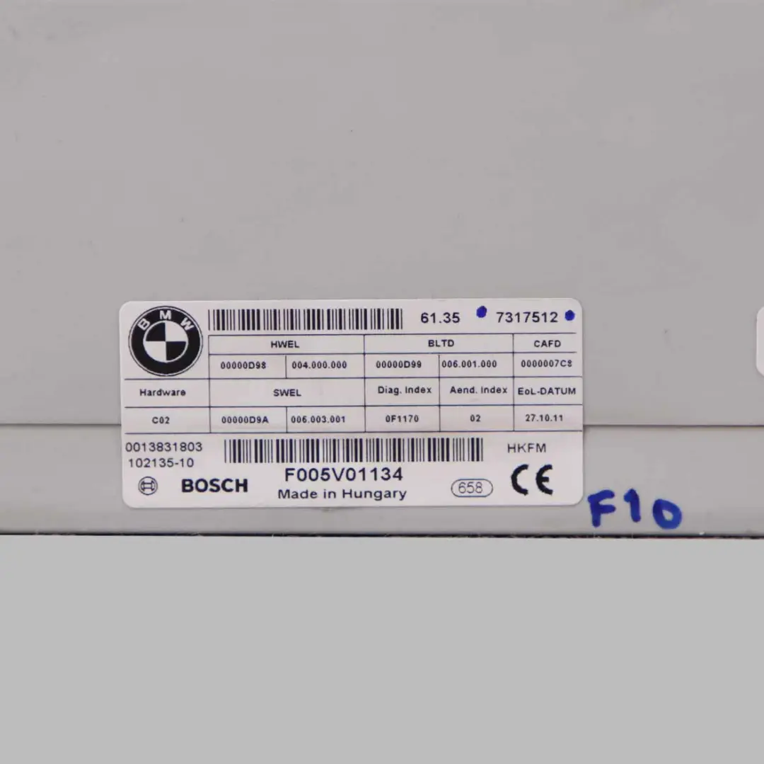 BMW F10 Tailgate Module Rear Boot Trunk Lid Control Unit ECU - SKU 7317512 - Part number 7317512