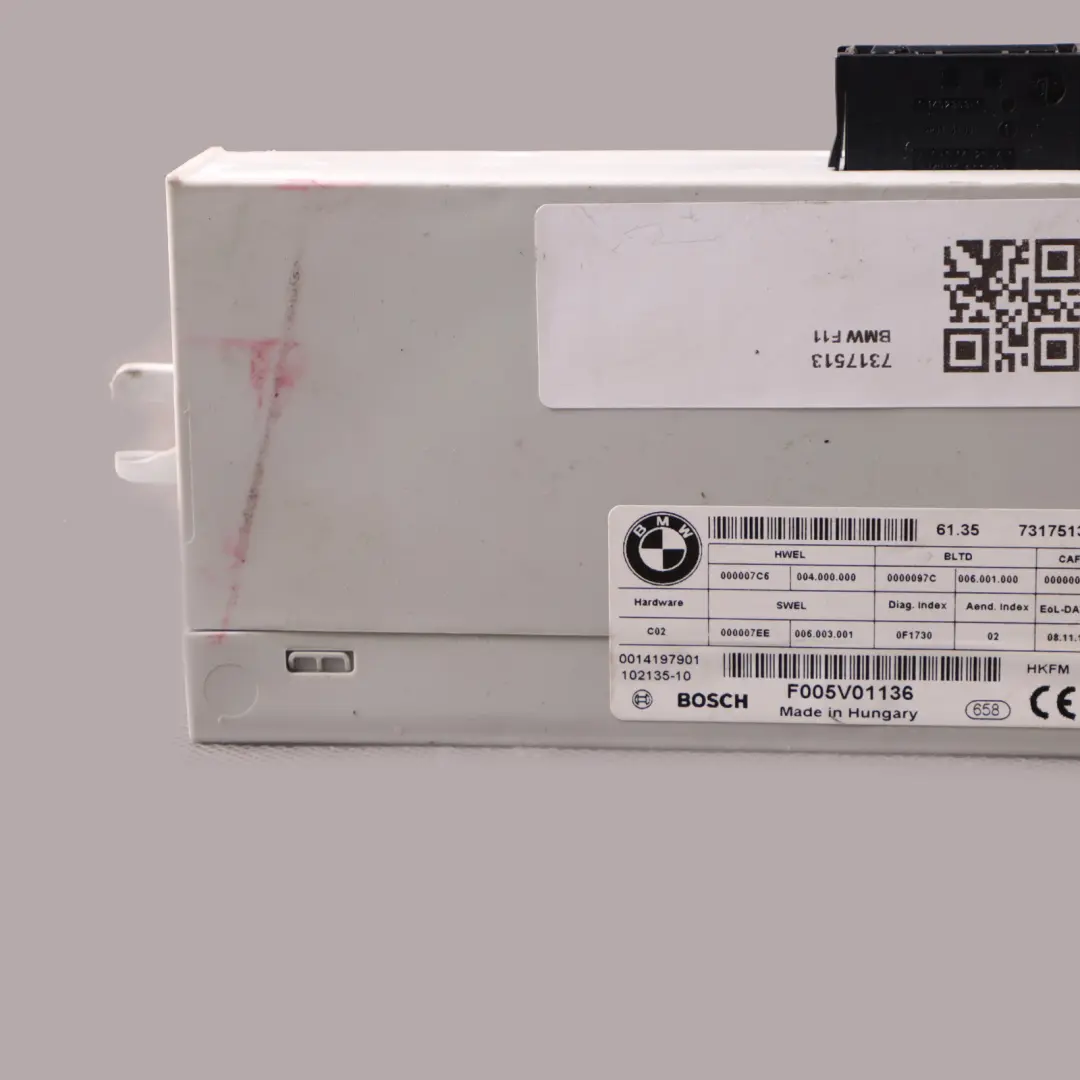 Control Unit Rear Tailgate Boot Lid Function Module to BMW F11 Touring with Part number 7317513 BMW F11 Touring Control Unit Rear Tailgate Boot Lid Function Module - SKU 7317513 - Part number 7317513